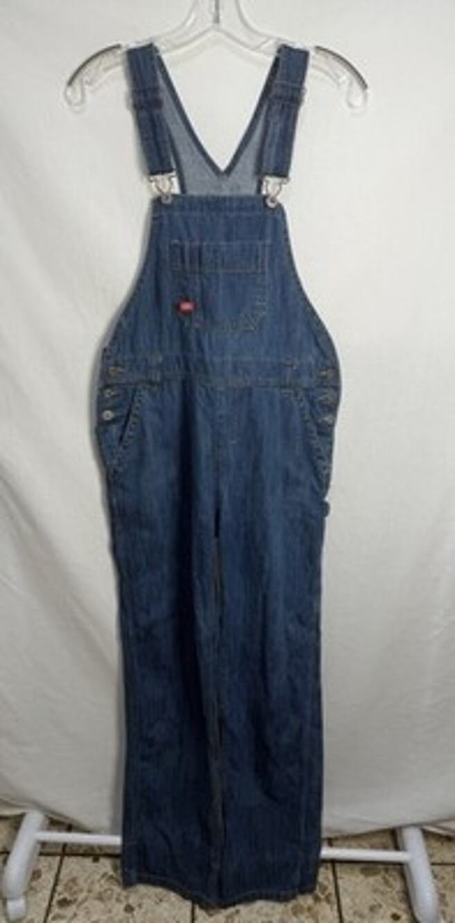 Dickies Women's Denim Boyfriend Fit Bib Overalls Size S Cotton Farmer Work